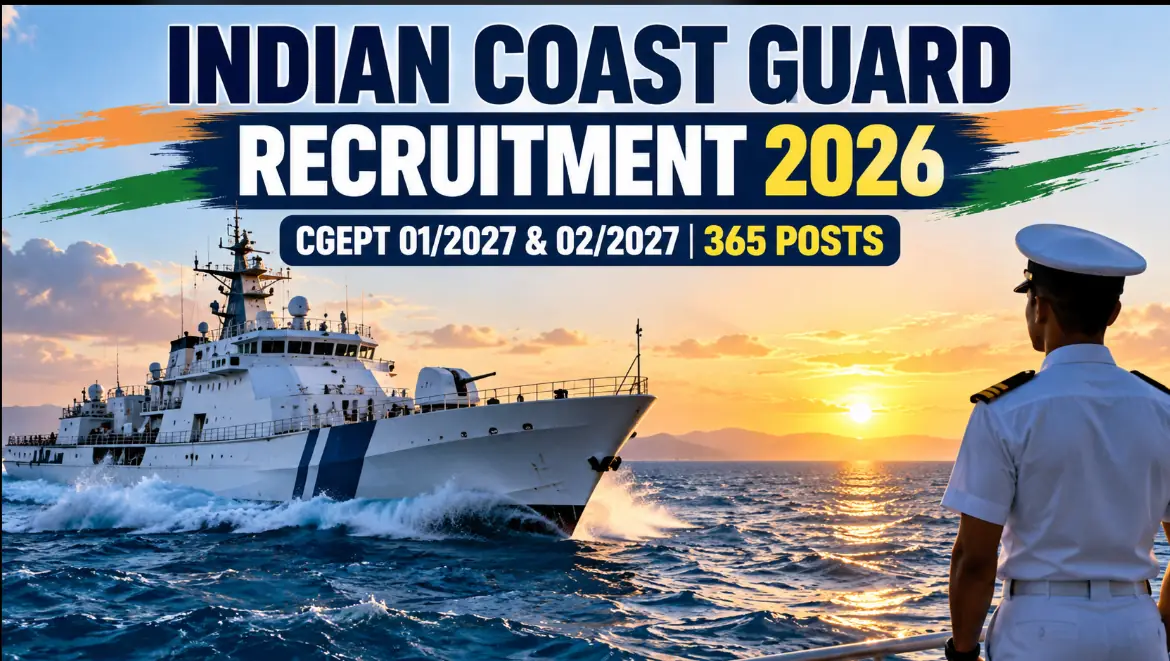 Indian Coast Guard CGEPT Recruitment 2026: 365 Posts, Eligibility, Age Limit, Salary & Selection Process Official Notice